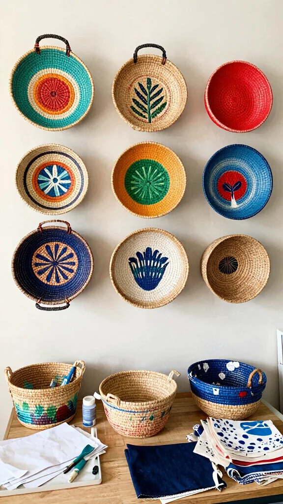 10 Woven Basket Wall Arrangement Ideas for a Natural Layered Look - 5. DIY Blended Designs 1