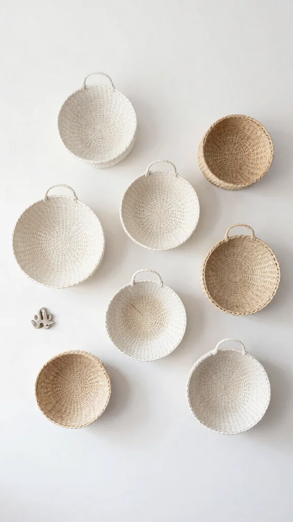 10 Woven Basket Wall Arrangement Ideas for a Natural Layered Look - 6. Monochromatic Basket Arrangements 1