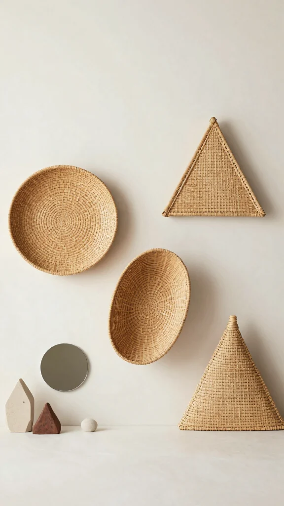 11 3-Basket Wall Arrangement Ideas for a Balanced Styled Display - 2. Geometric Shapes 1