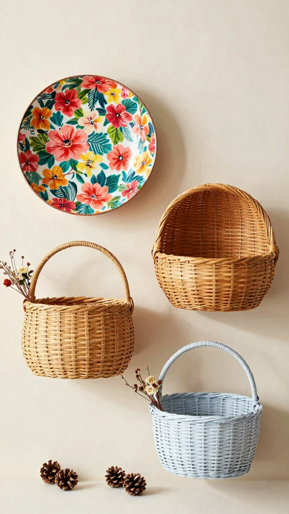 11 3-Basket Wall Arrangement Ideas for a Balanced Styled Display - 8. Seasonal Themes 1