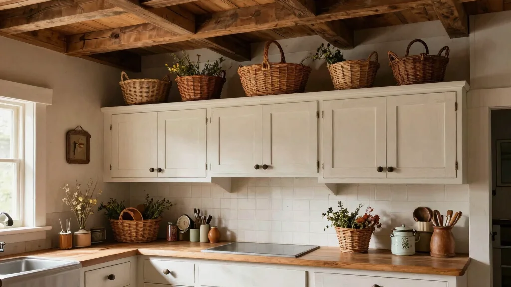 11 Above-Cabinet Basket Ideas for Decorative Storage in the Kitchen