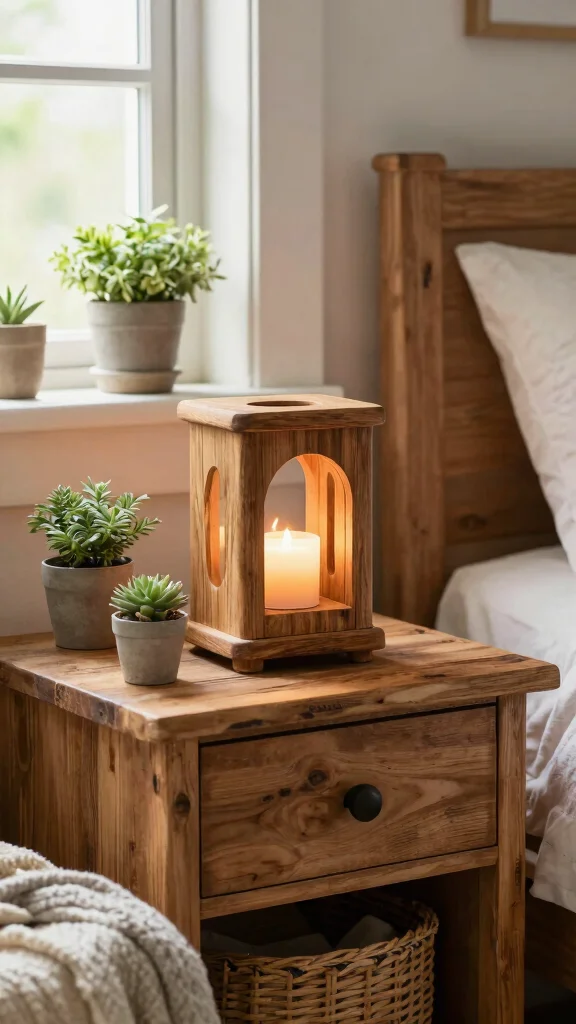 11 Bedroom Candle Warmer Ideas for a Relaxing Spa-Like Atmosphere - 1. Rustic Charm with Wooden Candle Warmers 1
