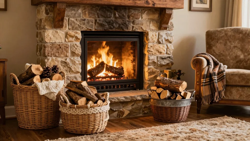 11 Fireplace Basket Ideas for Logs, Throws, and Cozy Fireside Display