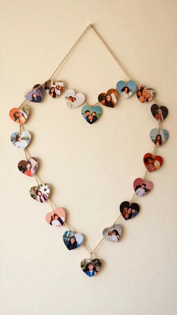 11 Heart-Shaped Picture Frame Ideas for a Sweet Romantic Wall Display - 11. DIY Heart Chain Frame 1