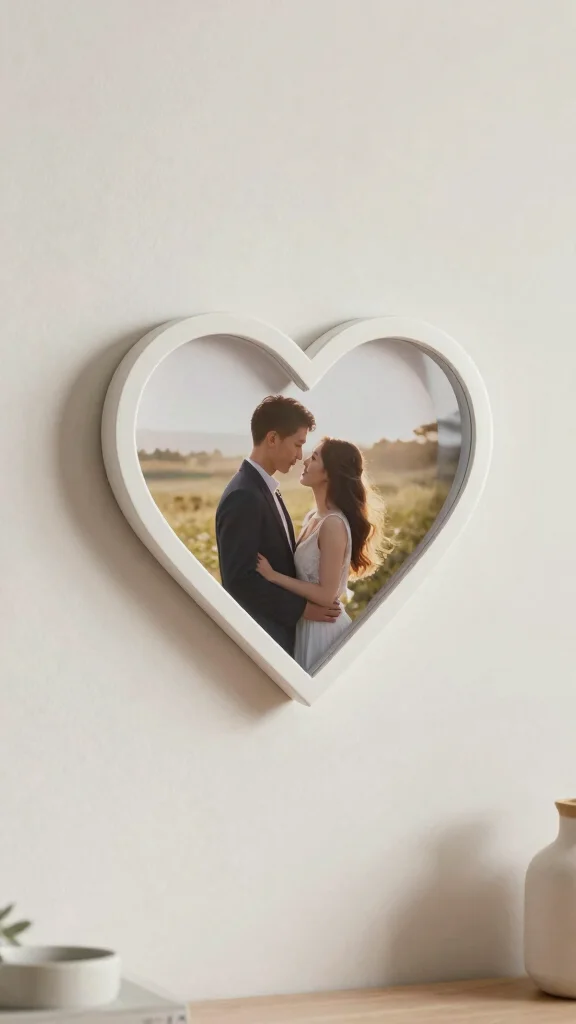 11 Heart-Shaped Picture Frame Ideas for a Sweet Romantic Wall Display - 8. Floating Heart Frame 1