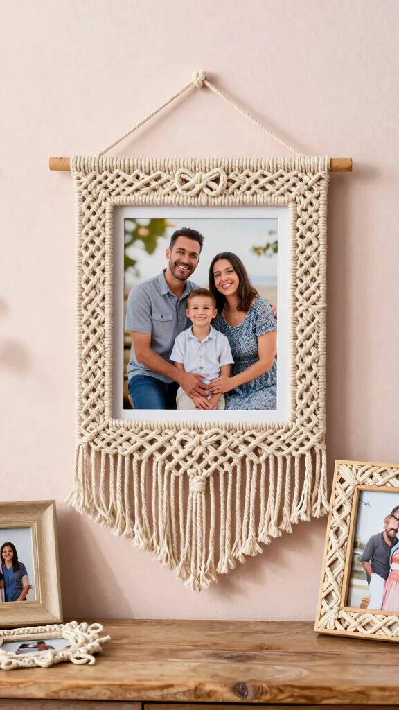 11 Macrame Picture Frame Ideas for a Boho Woven Wall Display - 1. The Classic Macrame Square Frame 1