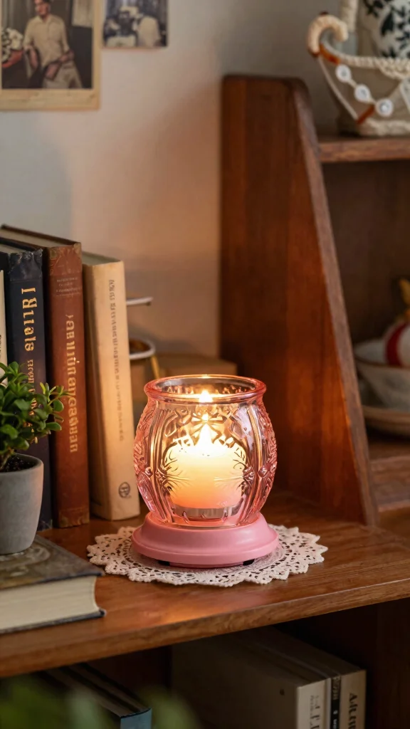 11 Pink Candle Warmer Ideas for a Soft Feminine Glowing Home Accent - 2. Retro Pink Glass Candle Warmer 1