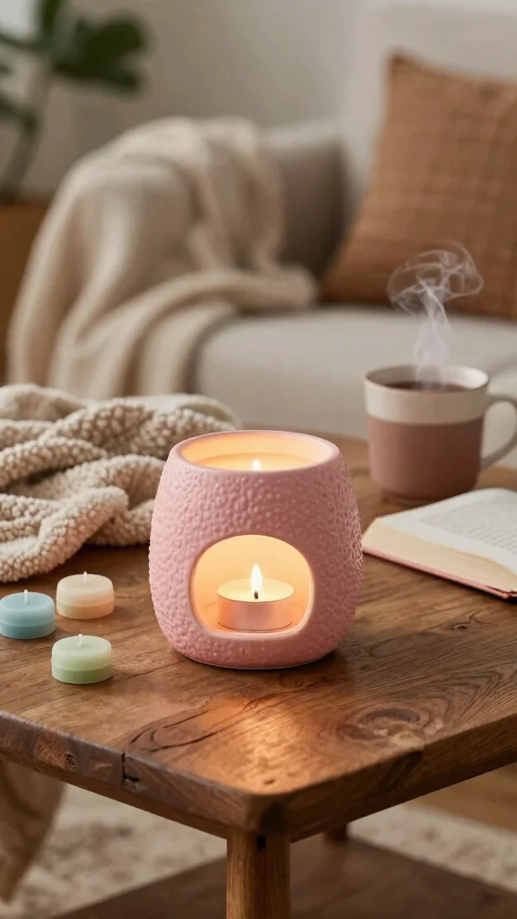 11 Pink Candle Warmer Ideas for a Soft Feminine Glowing Home Accent - 4. Cozy Homey Pink Ceramic Warmer 1