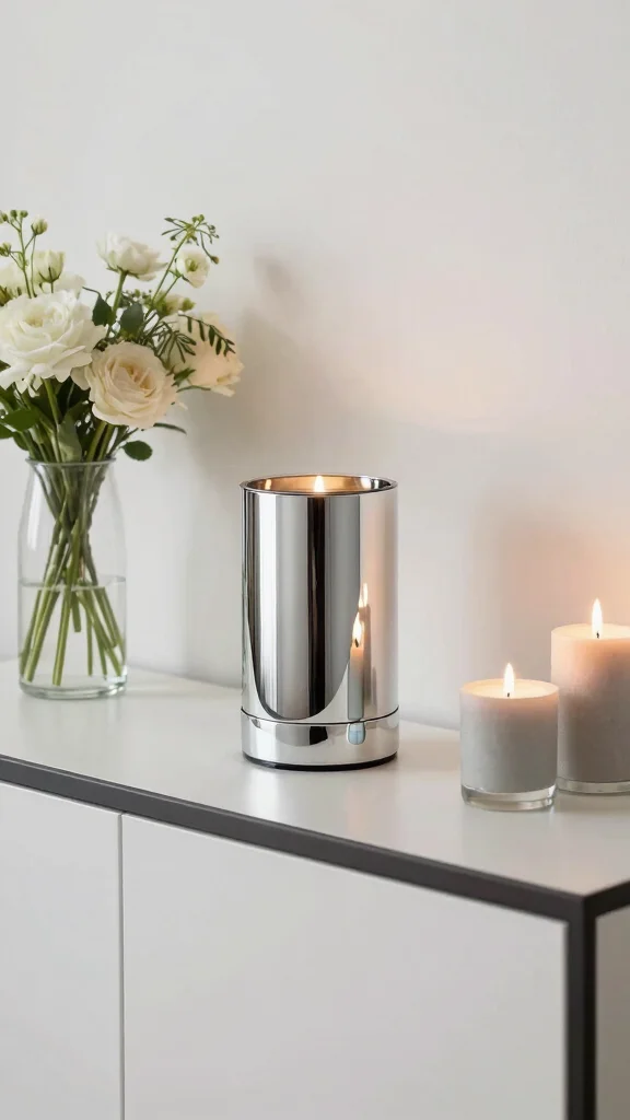 11 Silver Candle Warmer Ideas for a Cool Metallic Elegant Home Accent - 7. Minimalist Mirrored Finishes 1