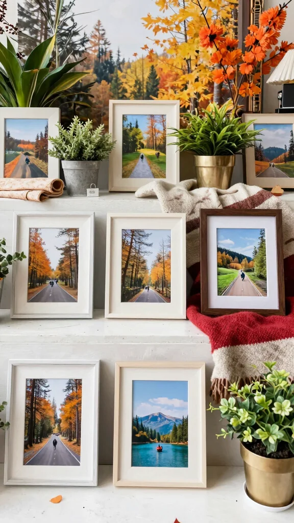 11 Standing Picture Frame Ideas for Shelves, Desks, and Mantles - 5. Seasonal Swaps 1