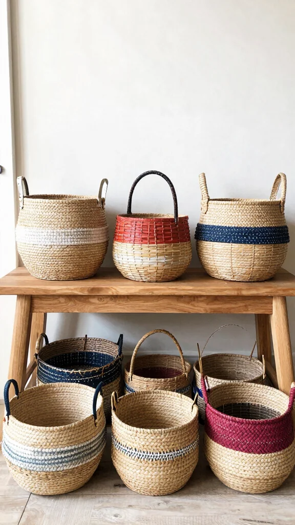 11 Under-Bench Basket Ideas for Shoes, Bags, and Daily Essentials - 10. DIY Custom Baskets 1