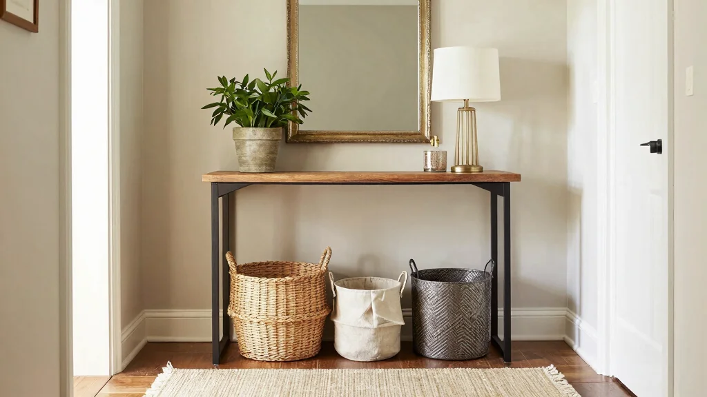 11 Under-Console Table Basket Ideas for Neat Accessible Entry Storage