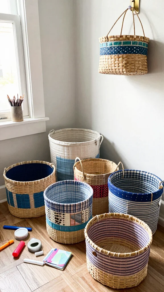 11 Under-Vanity Basket Ideas for Extra Bathroom Storage - 10. DIY Upcycled Baskets 1