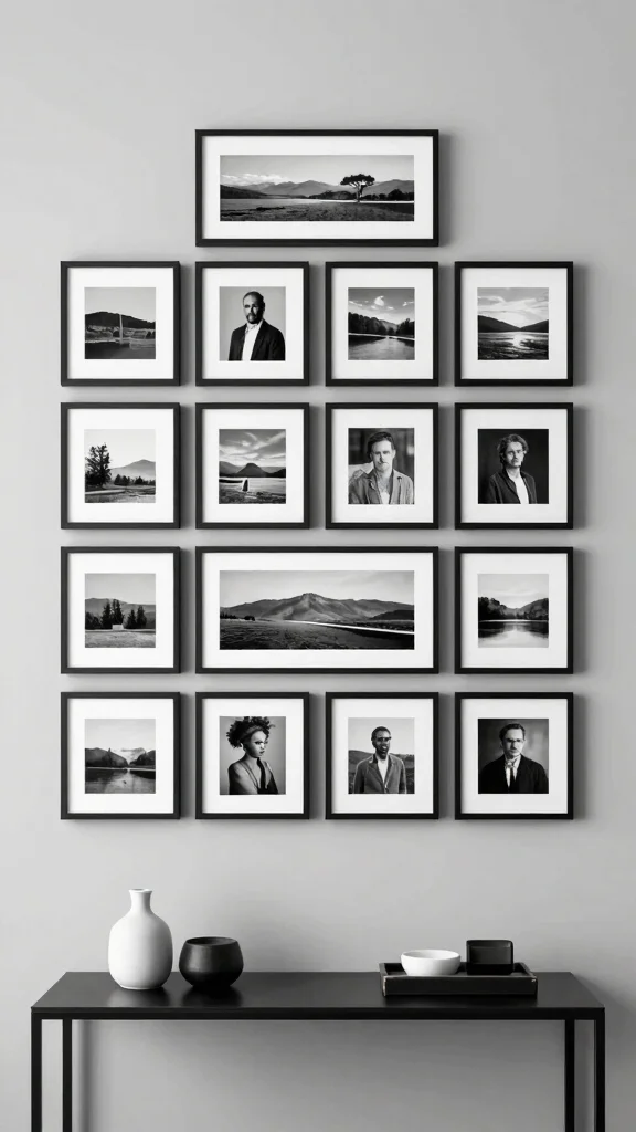 12 16x20 Picture Frame Wall Ideas for a Large-Format Statement Display - 4. Monochromatic Magic 1
