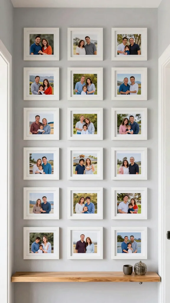 12 5x7 Picture Frame Wall Ideas for a Compact Layered Display - 1. Classic Grid Layout 1