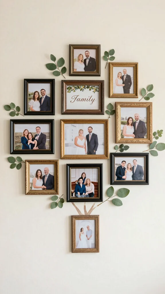 12 5x7 Picture Frame Wall Ideas for a Compact Layered Display - 10. Family Tree Concept 1