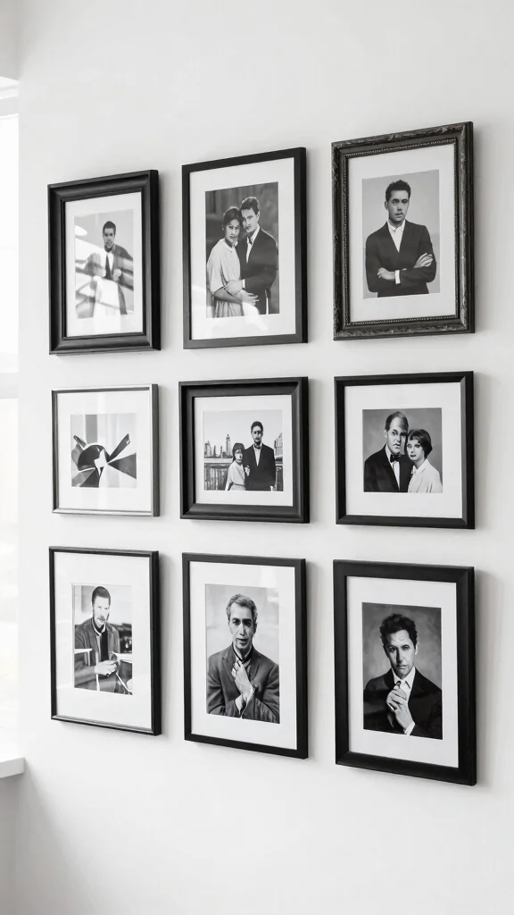 12 8x10 Picture Frame Wall Ideas for a Classic Versatile Display - 1. Timeless Black and White Gallery 1