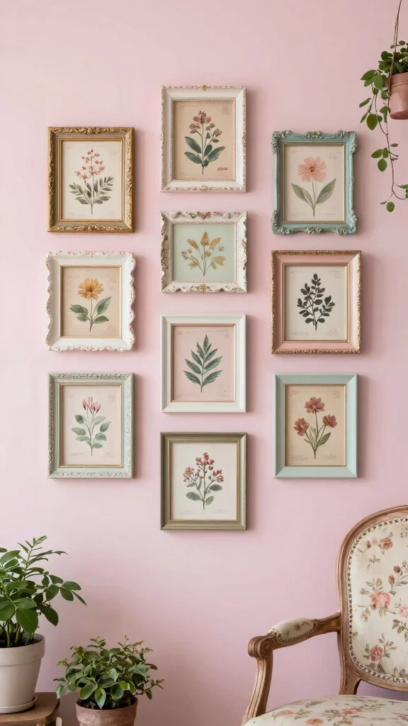 12 8x10 Picture Frame Wall Ideas for a Classic Versatile Display - 4. Vintage-Inspired Floral Frames 1