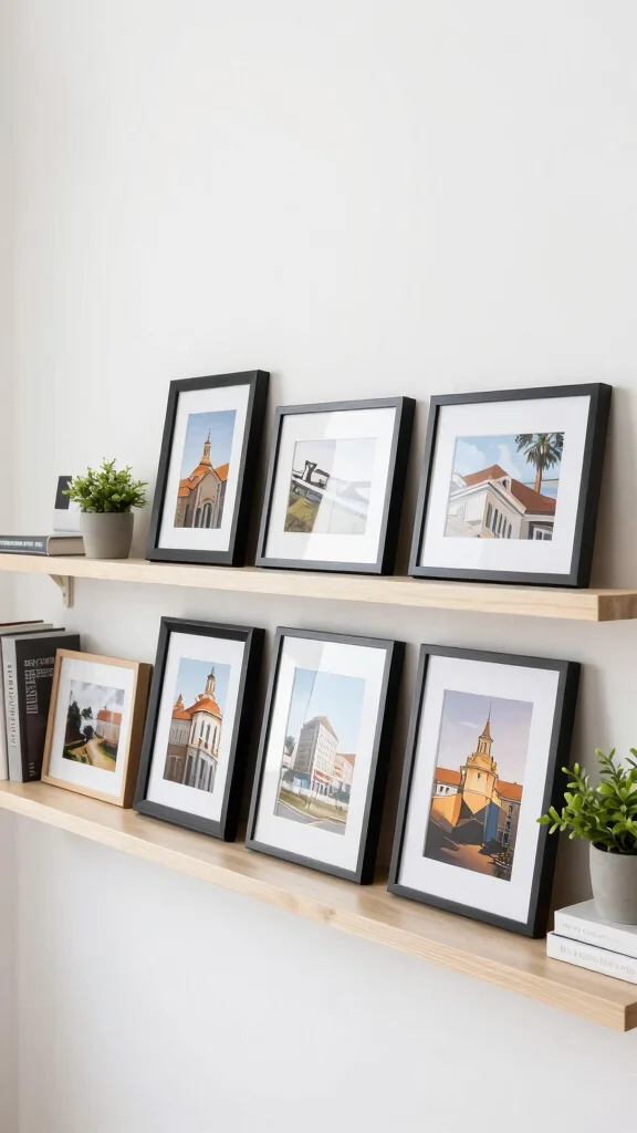 12 8x10 Picture Frame Wall Ideas for a Classic Versatile Display - 6. Gallery Shelf for Easy Rotation 1