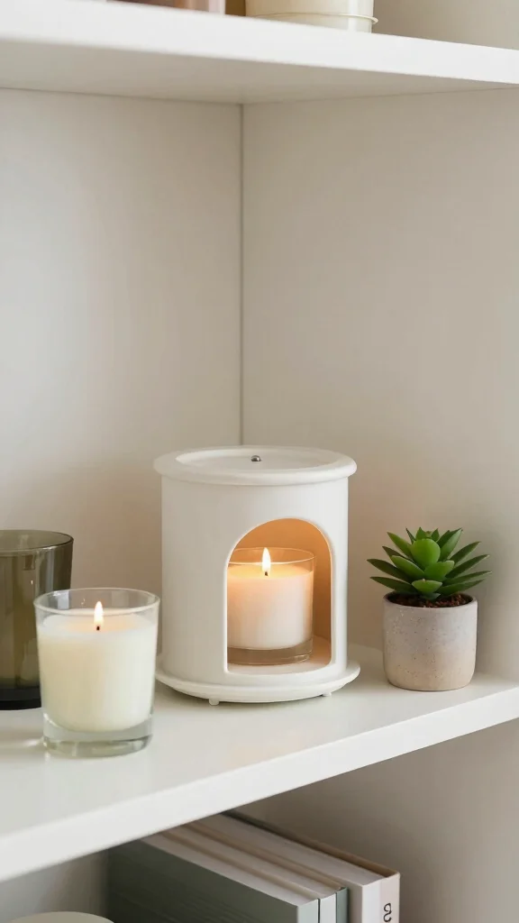 12 Aesthetic Candle Warmer Ideas for a Styled Mood-Setting Home Display - 11. Candle Warmer with Integrated Storage 1