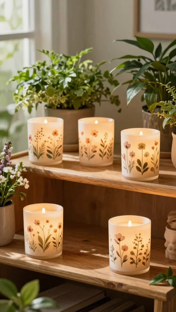 12 Aesthetic Candle Warmer Ideas for a Styled Mood-Setting Home Display - 8. Incorporating Nature: Floral and Botanical Designs 1