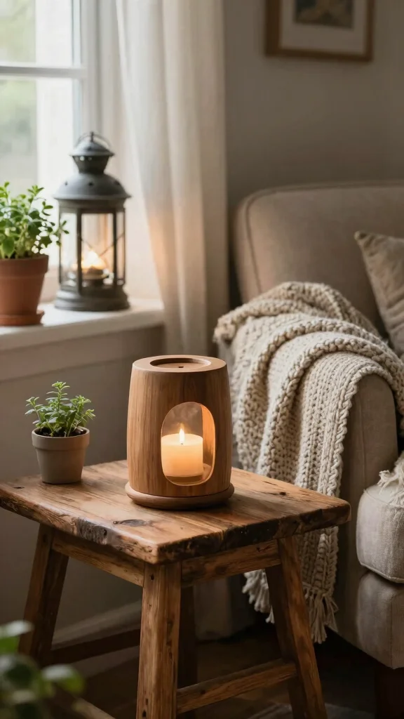 12 Aromatherapy Candle Warmer Ideas for a Calming Wellness-Focused Home - 2. Rustic Wooden Candle Warmers 1