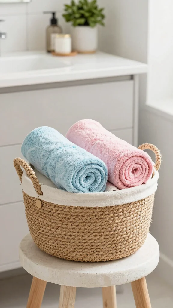12 Bathroom Basket Decor Ideas That Are Functional and Beautiful - 7. Round Baskets for Soft Edges 1