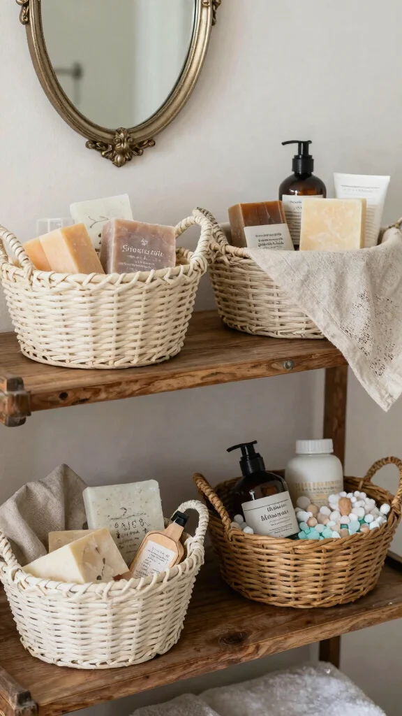 12 Bathroom Basket Decor Ideas That Are Functional and Beautiful - 8. Vintage-Inspired Baskets for a Timeless Touch 1