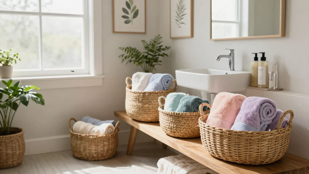 12 Bathroom Basket Ideas for Towels, Toiletries, and Tidy Surfaces