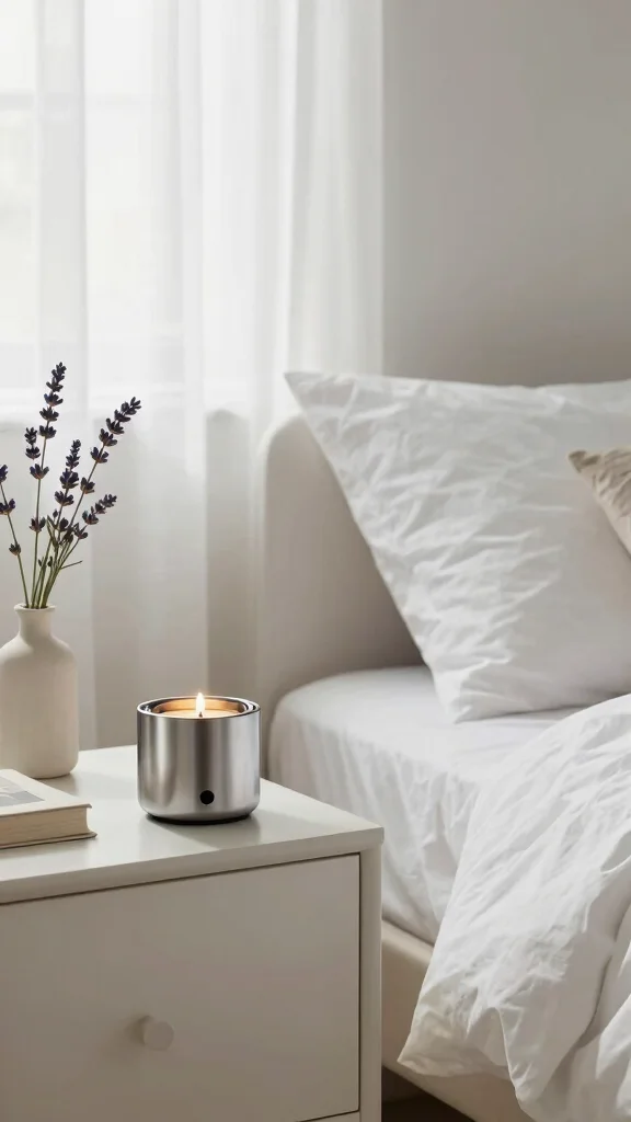 12 Candle Warmer Ideas for Every Room From Bedroom to Bathroom - 2. Minimalist Magic in the Bedroom 1