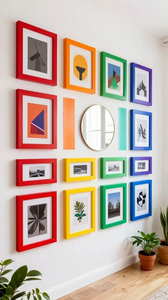 12 Colorful Picture Frame Ideas for a Bold Joyful Wall Display - 1. Rainbow Gradient Frames 1