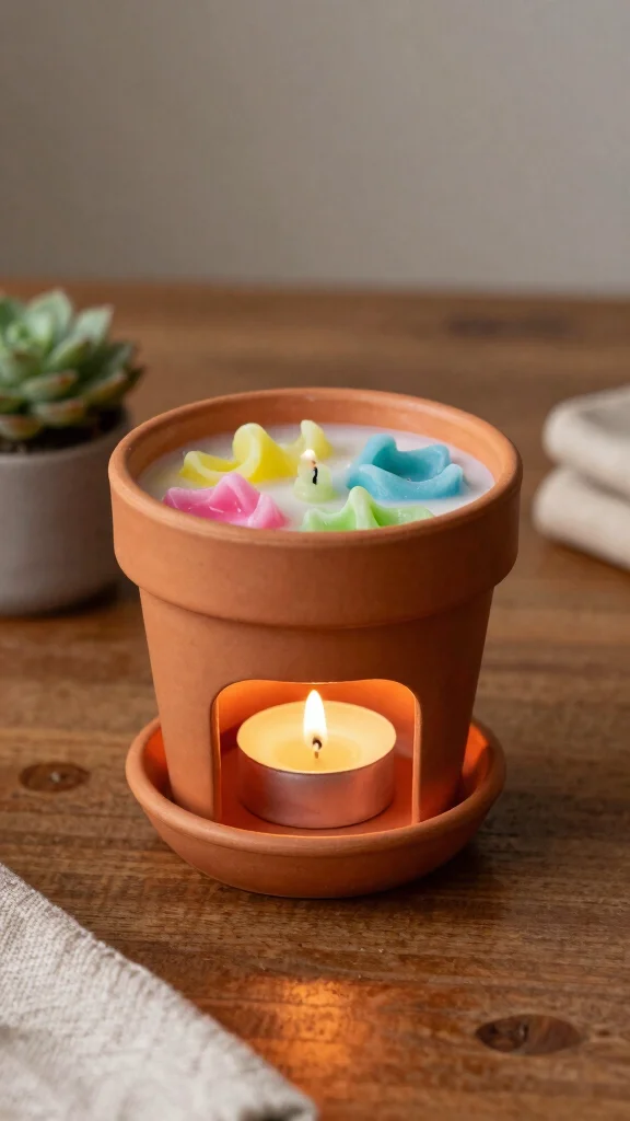 12 DIY Candle Warmer Ideas for Custom Handmade Scented Home Accents - 2. Terracotta Pot Warmer 1