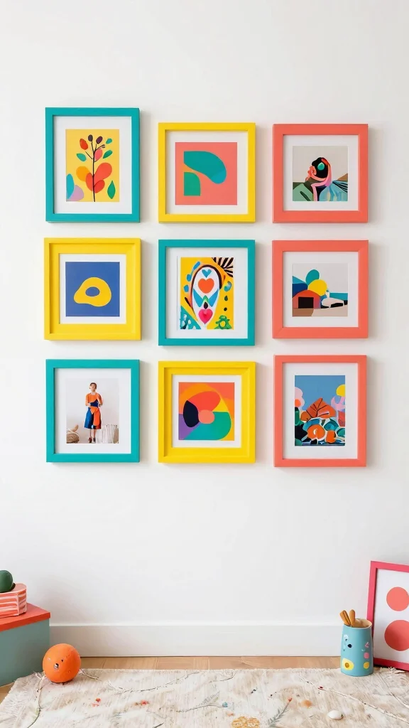 12 Decorated Picture Frame Ideas for a Custom Artisan Wall Display - 7. Color Block Frames 1