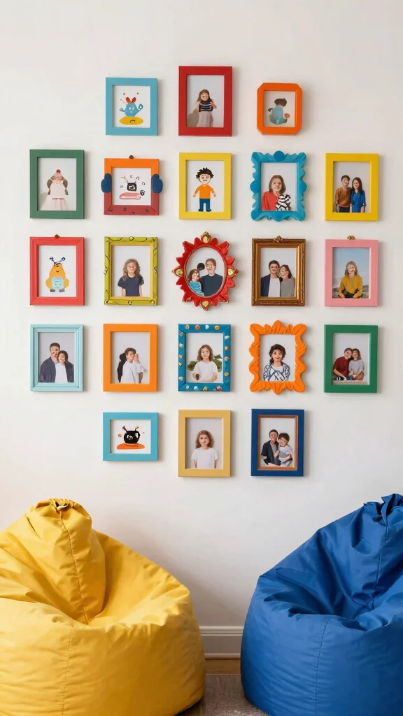 12 Decorated Picture Frame Ideas for a Custom Artisan Wall Display - 9. Whimsical Frame Arrangements 1