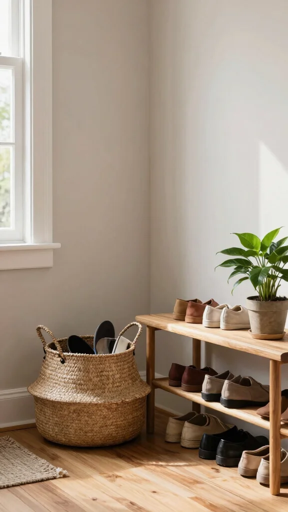 12 Entryway Basket Ideas for Shoes Bags Umbrellas and Drop-Zone Essentials - 1. Seagrass Baskets for Shoes 1