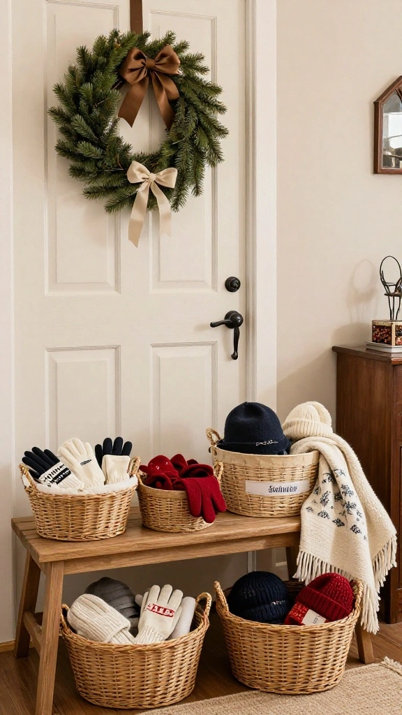 12 Entryway Basket Ideas for Shoes Bags Umbrellas and Drop-Zone Essentials - 11. Seasonal Baskets for Organization 1