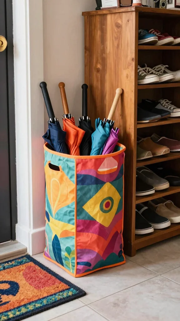 12 Entryway Basket Ideas for Shoes Bags Umbrellas and Drop-Zone Essentials - 3. Fabric Storage Bins for Umbrellas 1