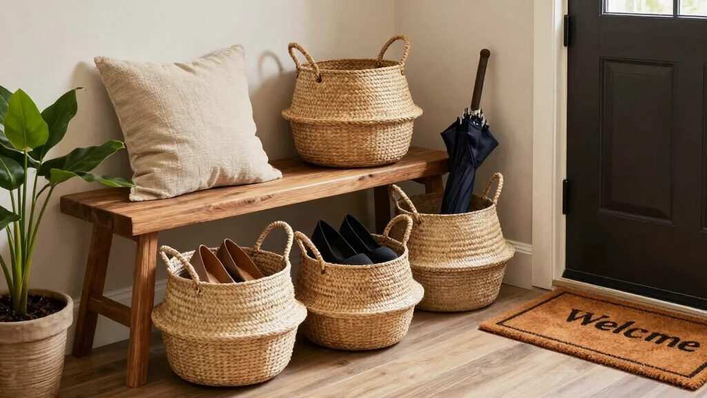 12 Entryway Basket Ideas for Shoes Bags Umbrellas and Drop-Zone Essentials