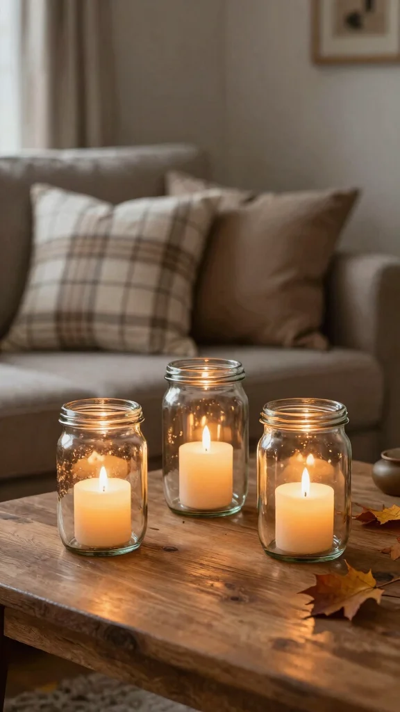 12 Glass Candle Warmer Ideas for a Delicate Light-Catching Glow - 5. Rustic Glass Jars 1