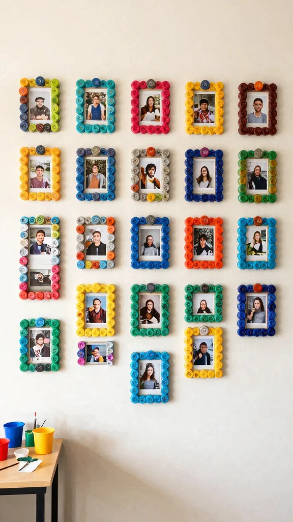 12 Handmade Picture Frame Ideas for One-of-a-Kind Personal Wall Art - 6. Colorful Can Lid Frames 1