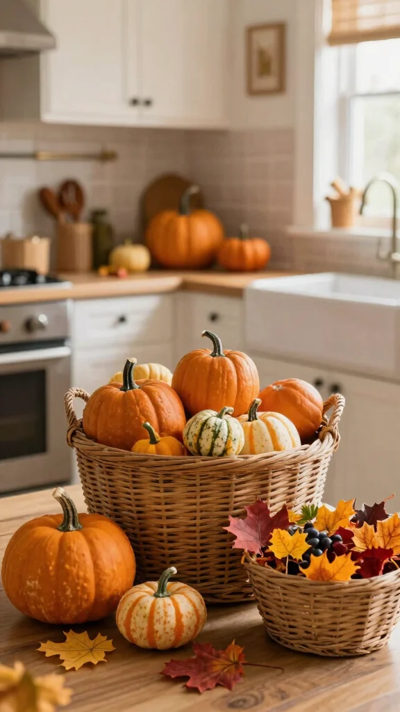 12 Kitchen Basket Ideas for Organizing Produce Linens and Pantry Items - 10. Seasonal Baskets for Holiday Decor 1