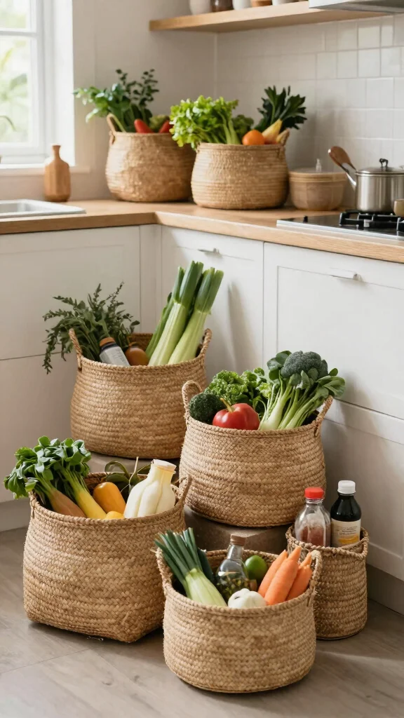 12 Kitchen Basket Ideas for Organizing Produce Linens and Pantry Items - 12. Eco-friendly Baskets for Sustainable Living 1