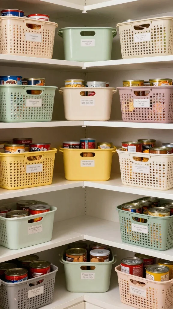 12 Kitchen Basket Ideas for Organizing Produce Linens and Pantry Items - 3. Stackable Baskets for Pantry Organization 1