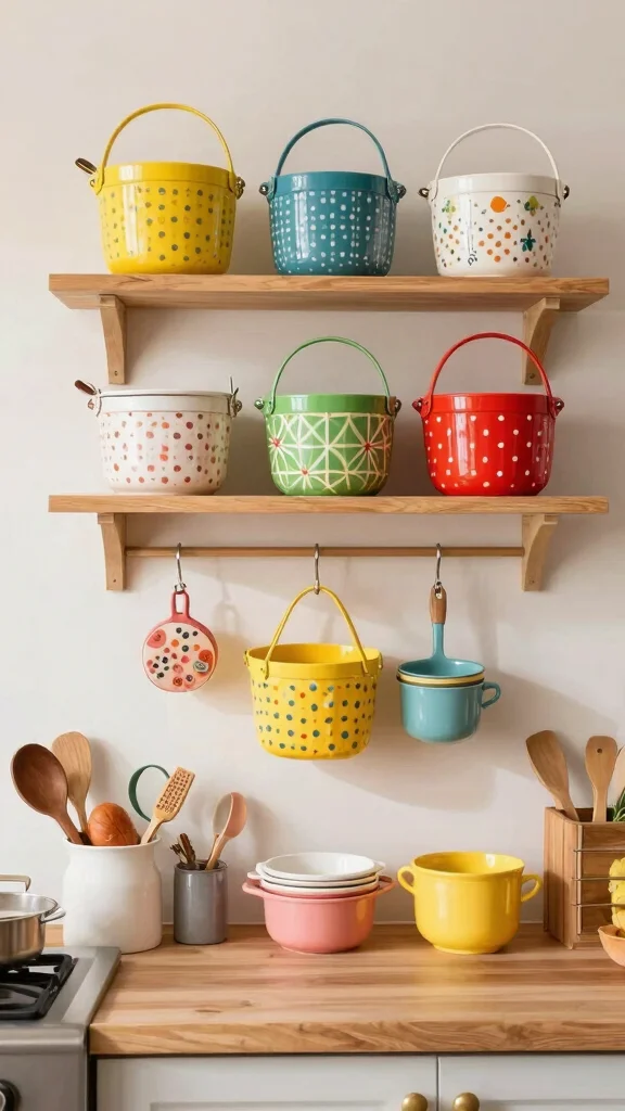 12 Kitchen Basket Ideas for Organizing Produce Linens and Pantry Items - 7. Colorful Baskets for a Playful Touch 1
