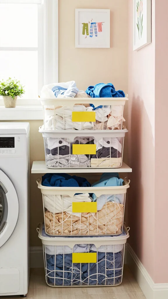 12 Laundry Room Basket Ideas for Sorted Accessible Clean and Dirty Loads - 3. Stackable Baskets for Space Optimization 1