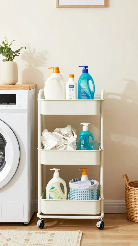 12 Laundry Room Basket Ideas for Sorted Accessible Clean and Dirty Loads - 6. Baskets on a Rolling Cart 1