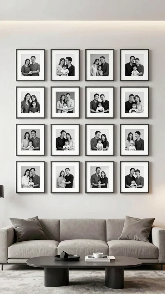 12 Modern Picture Frame Ideas for a Clean Design-Forward Wall Display - 2. Minimalist Grid Layout 1