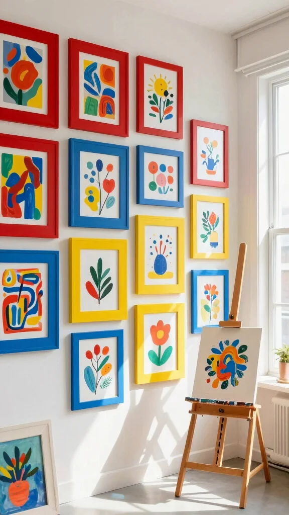 12 Modern Picture Frame Ideas for a Clean Design-Forward Wall Display - 5. Bold Color Pops 1