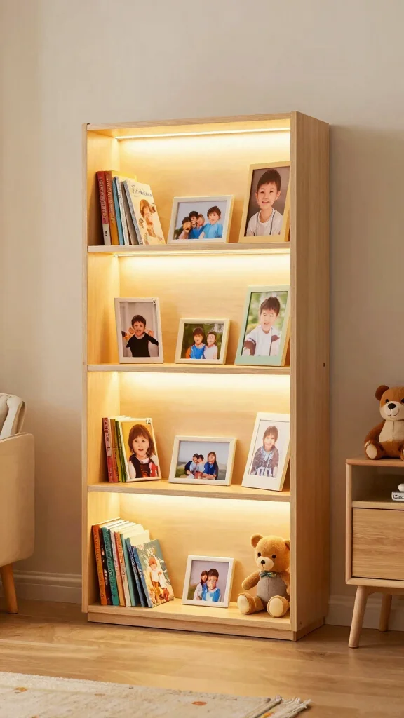 12 Picture Frame With Light Ideas for a Glowing Illuminated Wall Display - 11. Under-Shelf LED Strip Lights 1