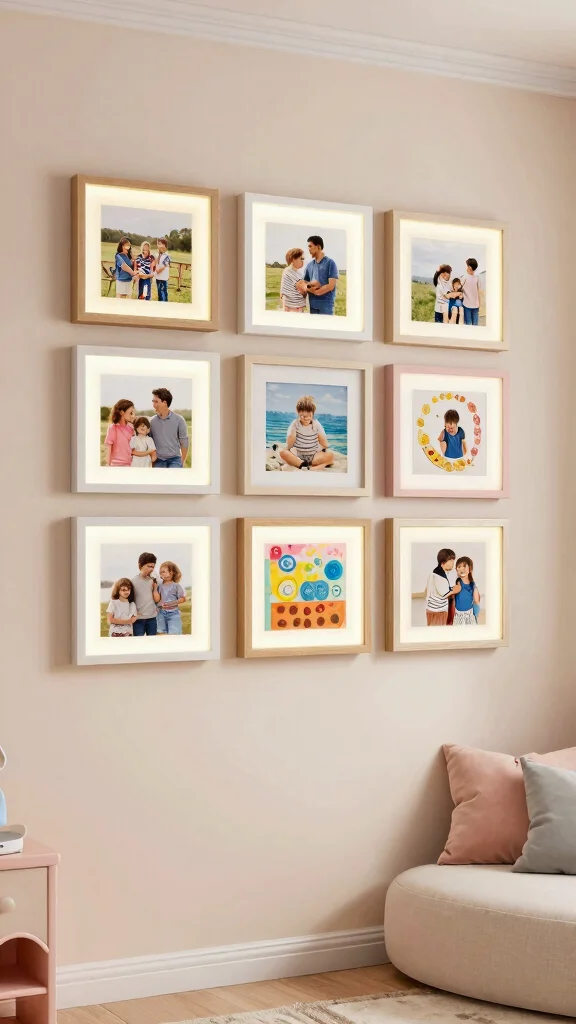 12 Picture Frame With Light Ideas for a Glowing Illuminated Wall Display - 6. Wall-Mounted LED Gallery 1